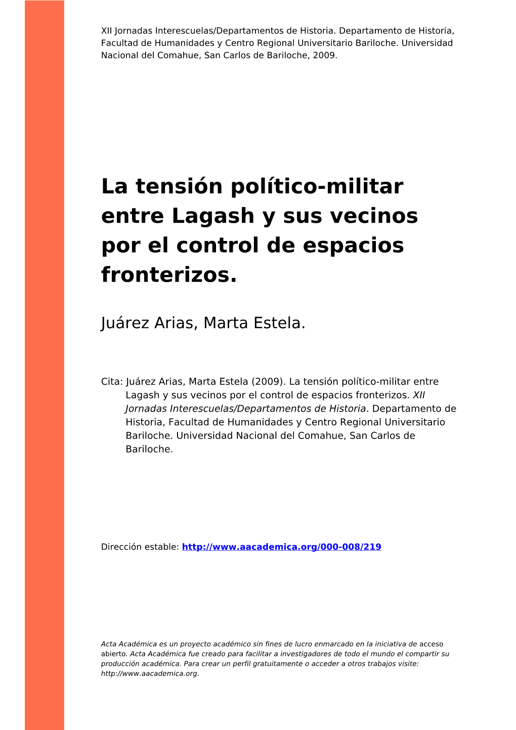 La Tensión Político-Militar Entre Lagash Y Sus Vecinos Por El Control De Espacios Fronterizos