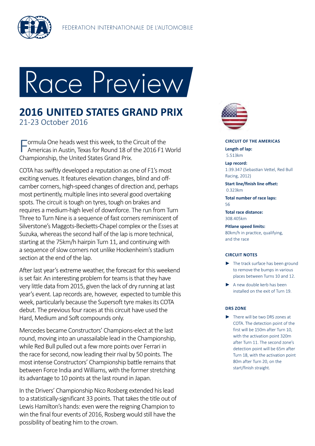 2016 UNITED STATES GRAND PRIX 21-23 October 2016