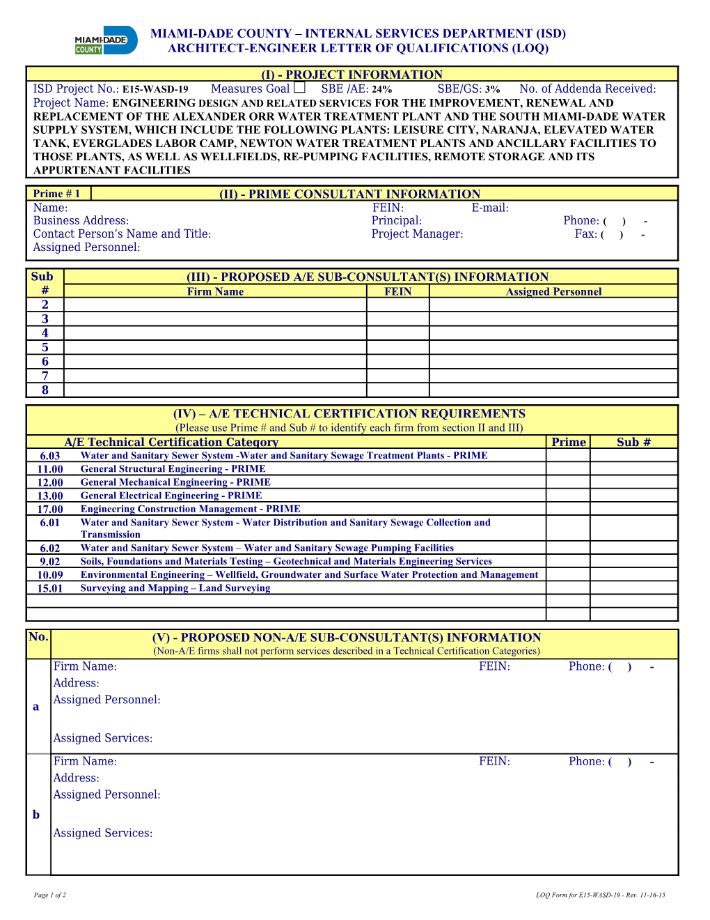 Miami-Dade County Office of Capital Improvements (Oci)