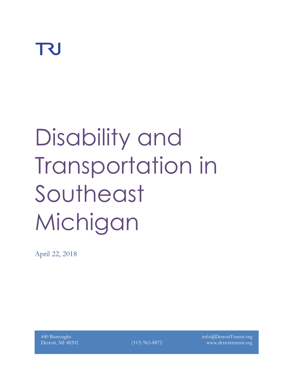 Disability and Transportation in Southeast Michigan