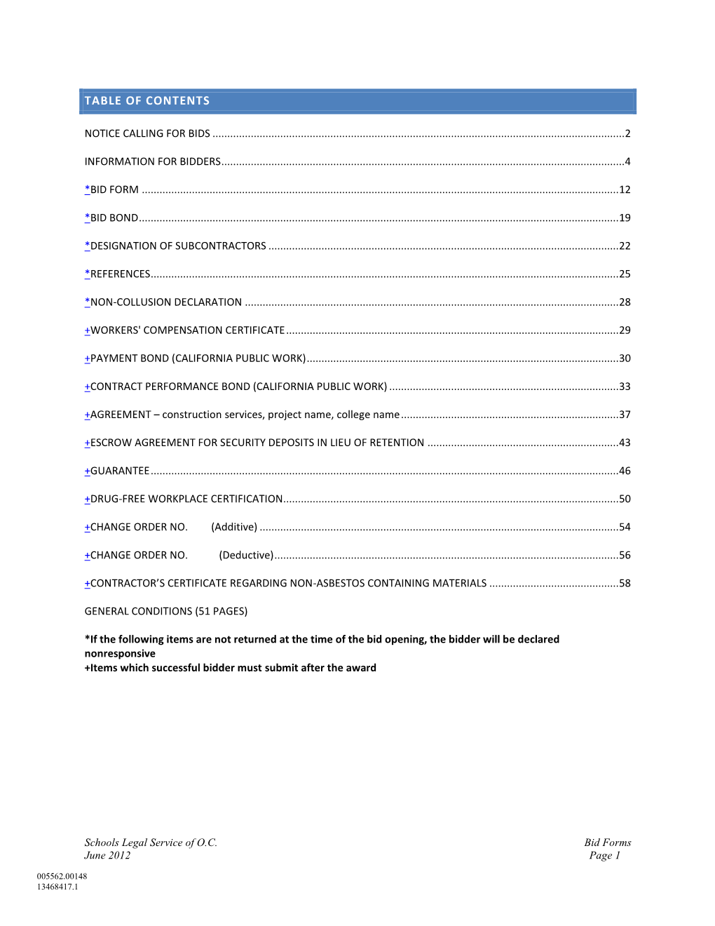 Table of Contents