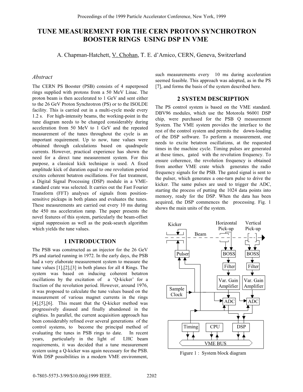 Tune Measurement for the Cern Proton Synchrotron Booster Rings Using Dsp in Vme