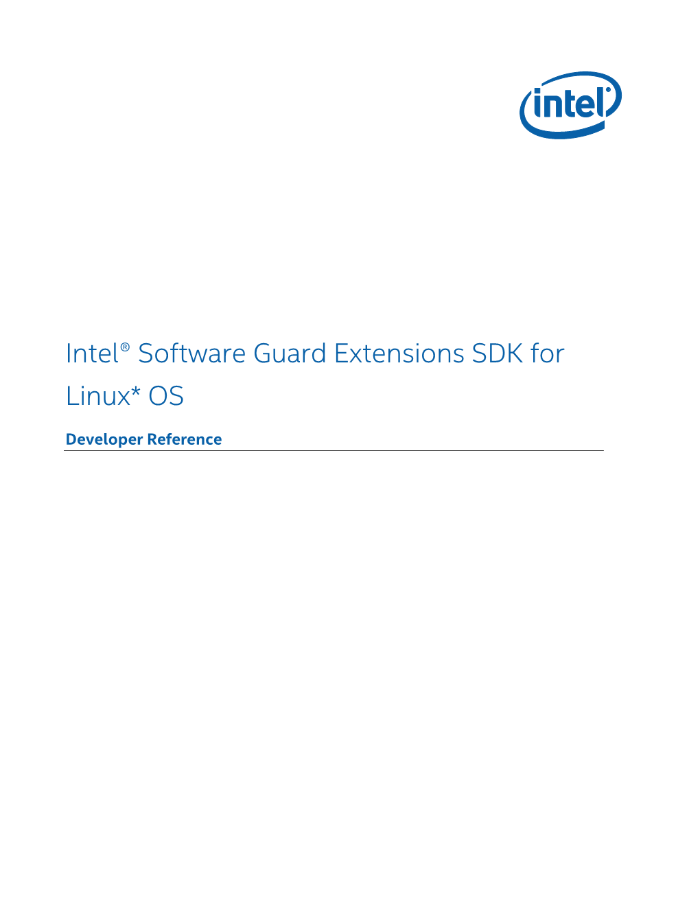 Software Guard Extensions SDK Developer Reference for Linux* OS