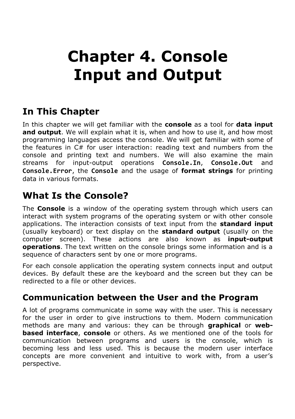 Chapter 4. Console Input and Output