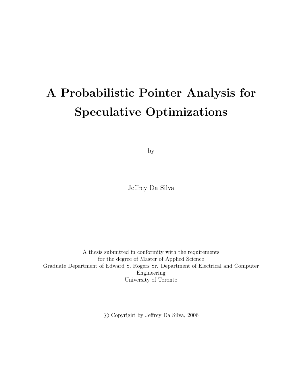A Probabilistic Pointer Analysis for Speculative Optimizations