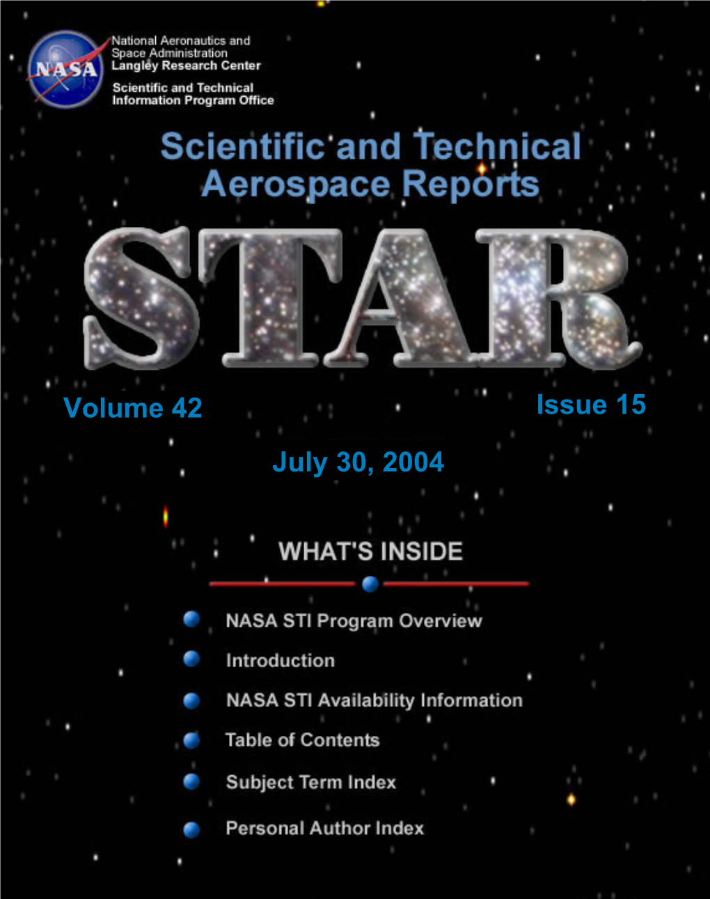 NASA Scientific and Technical Aerospace Reports