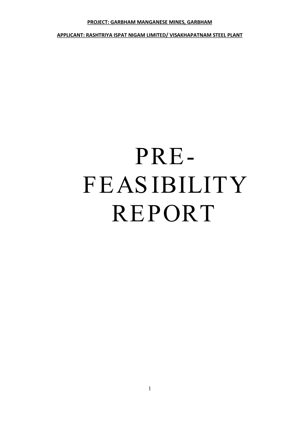 Pre- Feasibility Report