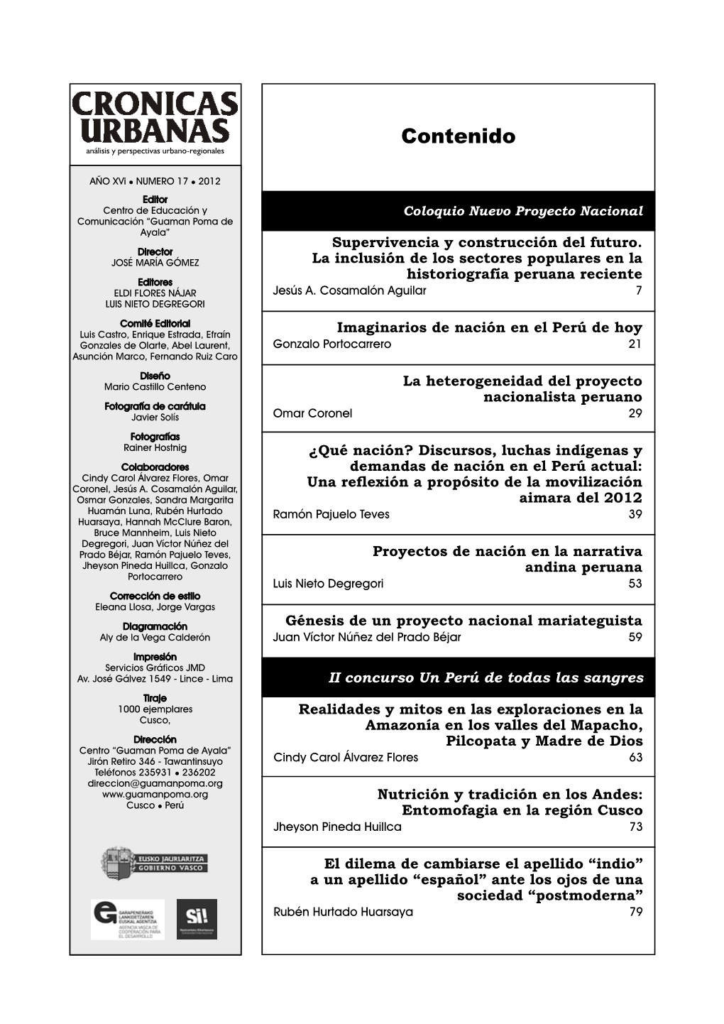 Contenido Análisis Y Perspectivas Urbano-Regionales