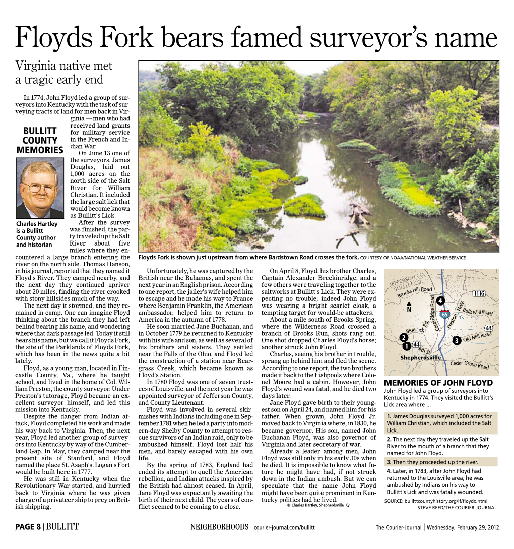 Floyds Fork Bears Famed Surveyor's Name