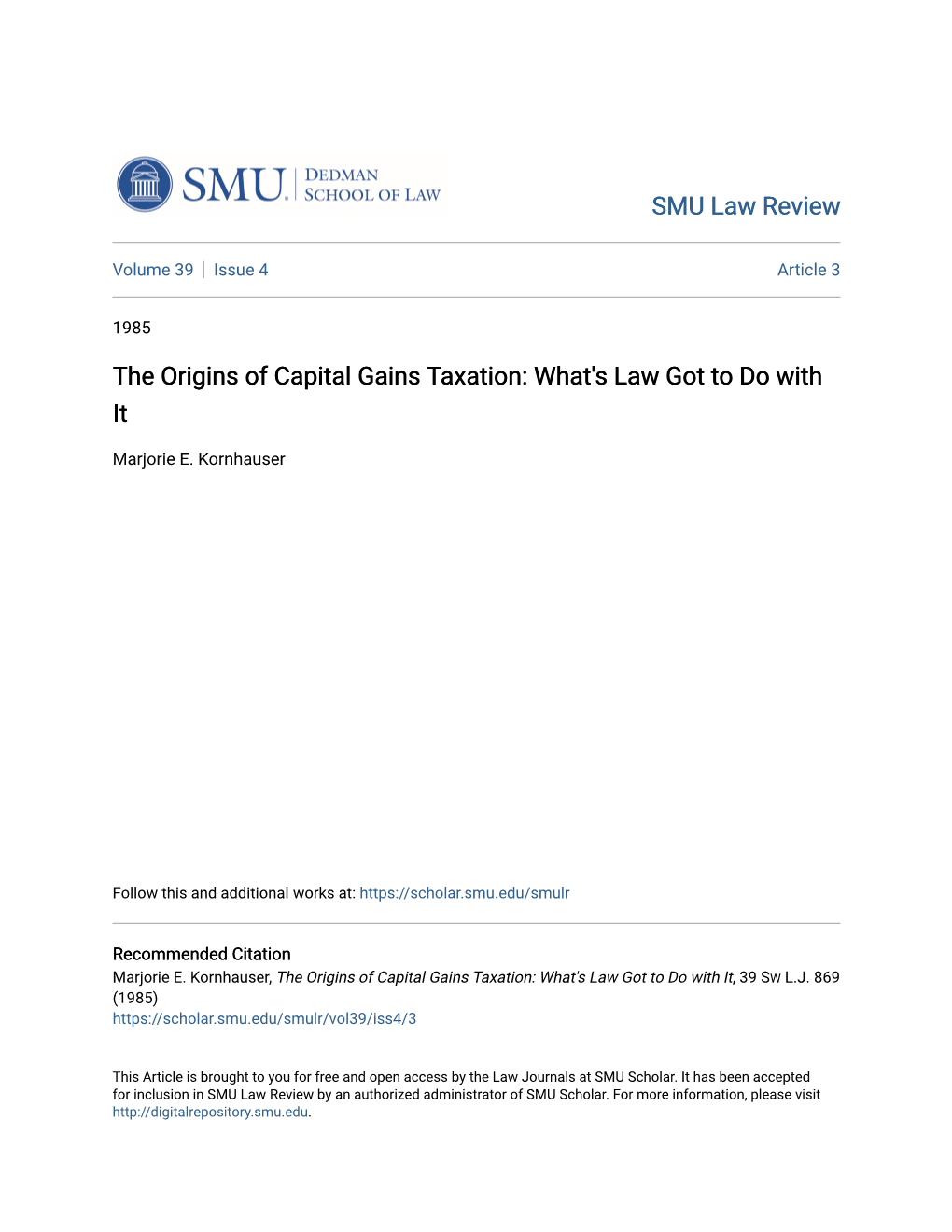 The Origins of Capital Gains Taxation: What's Law Got to Do with It