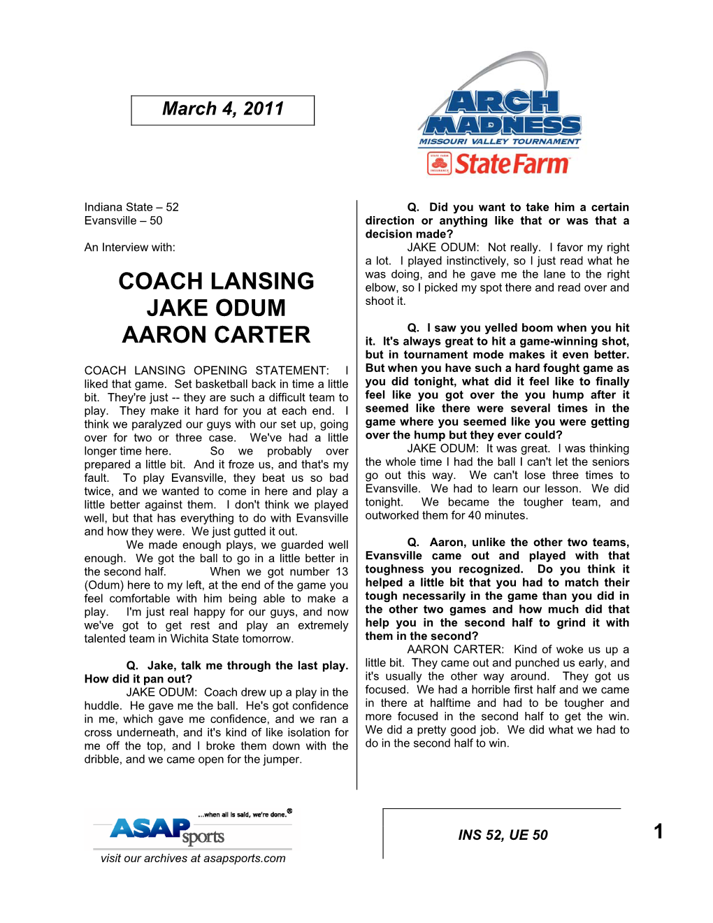 Coach Lansing Jake Odum Aaron Carter