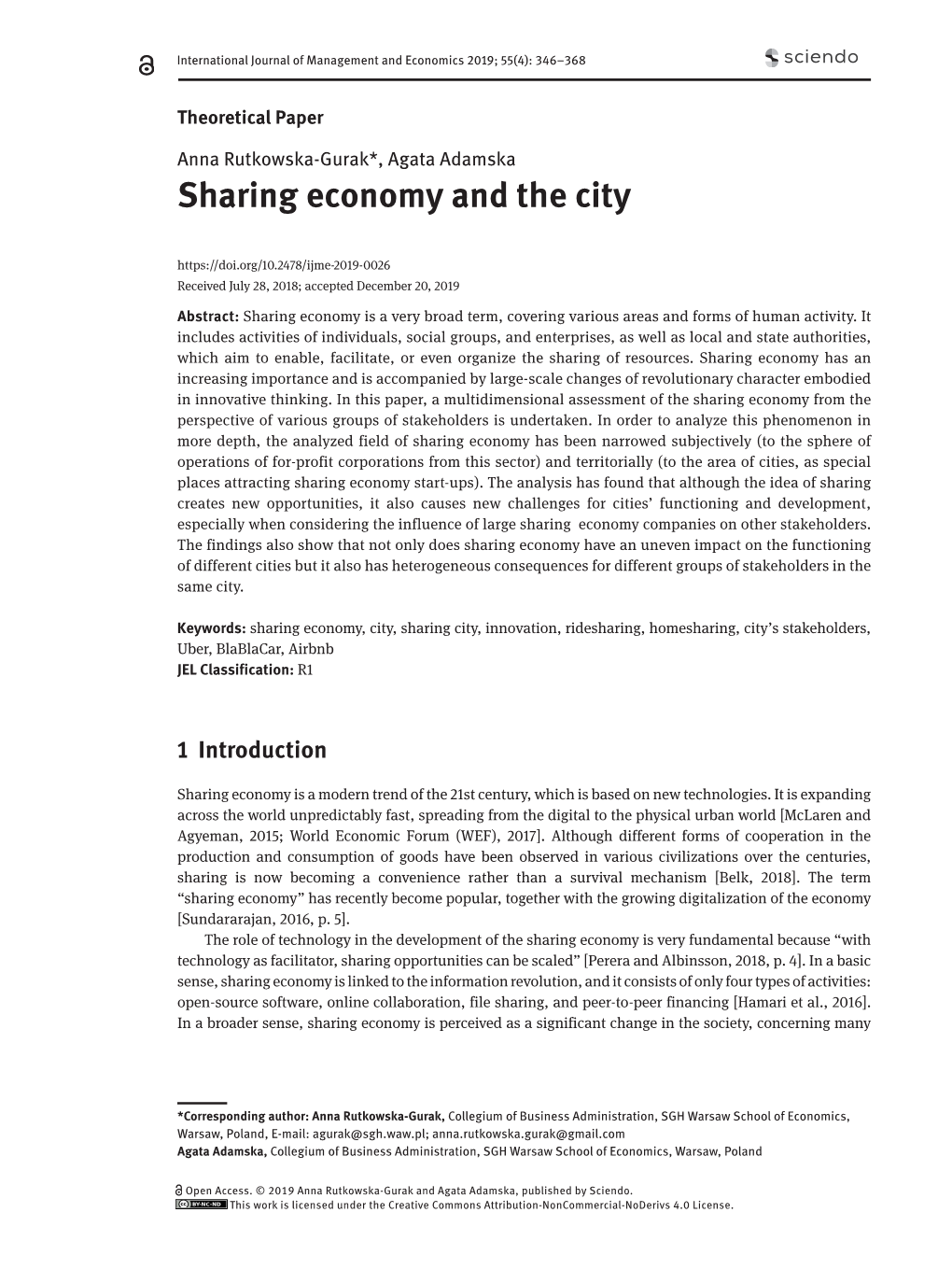 Sharing Economy and the City