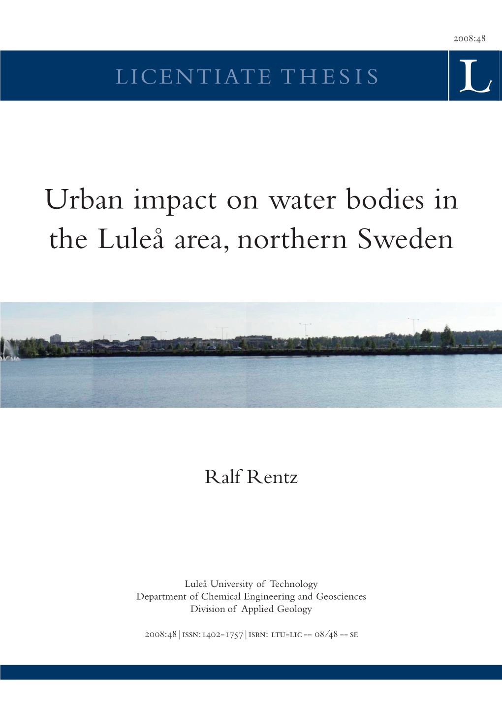 Urban Impact on Water Bodies in the Luleå Area, Northern Sweden