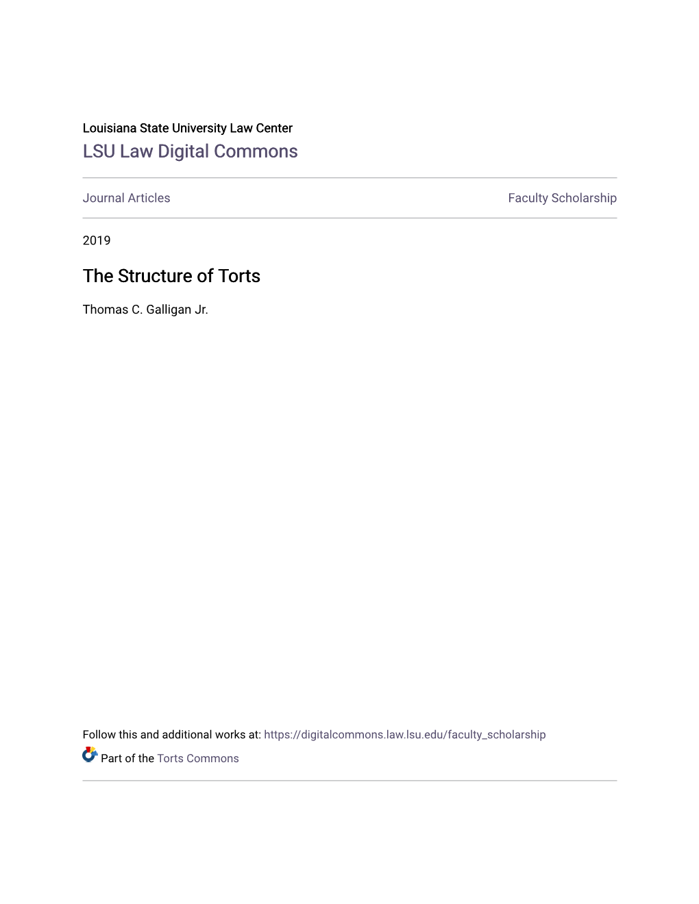 The Structure of Torts