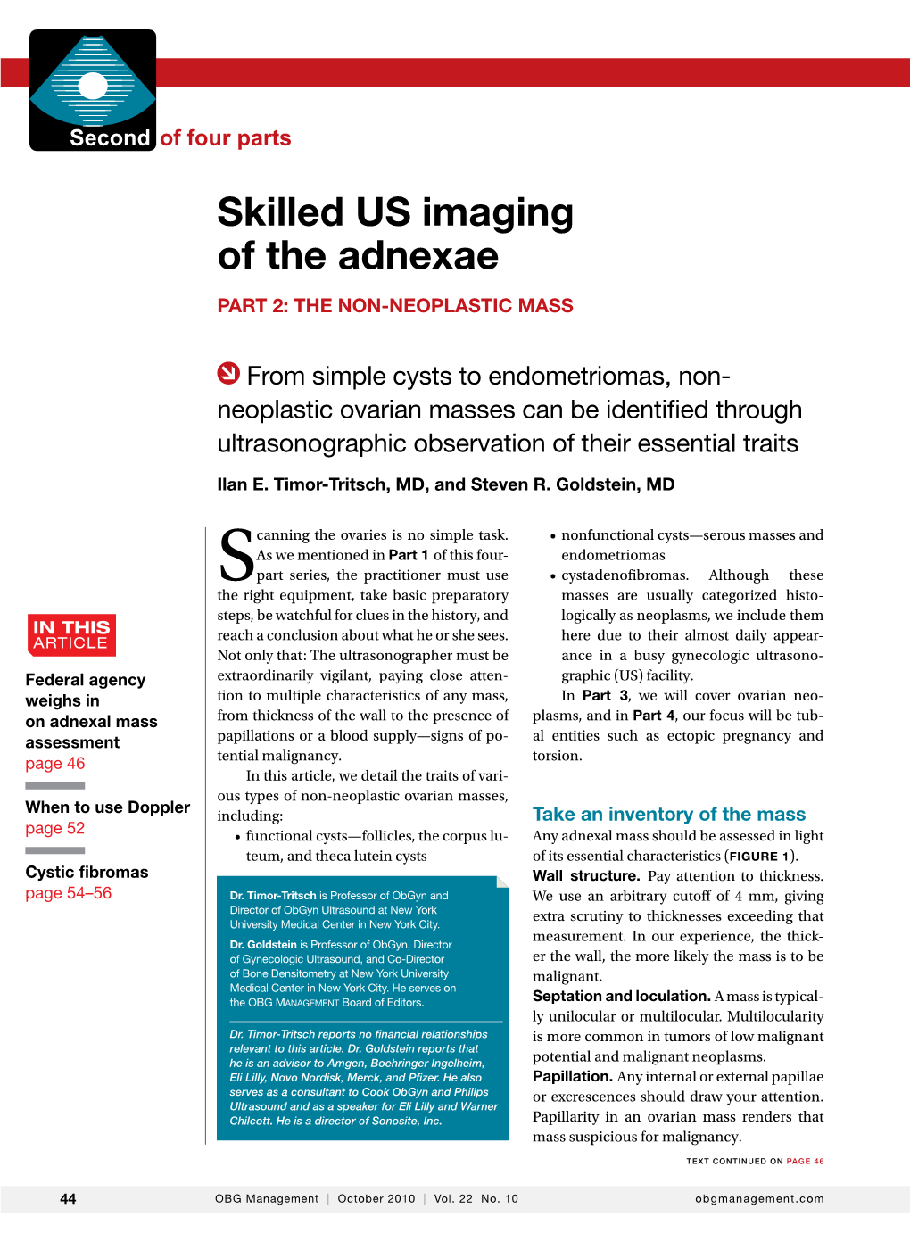 Skilled US Imaging of the Adnexae