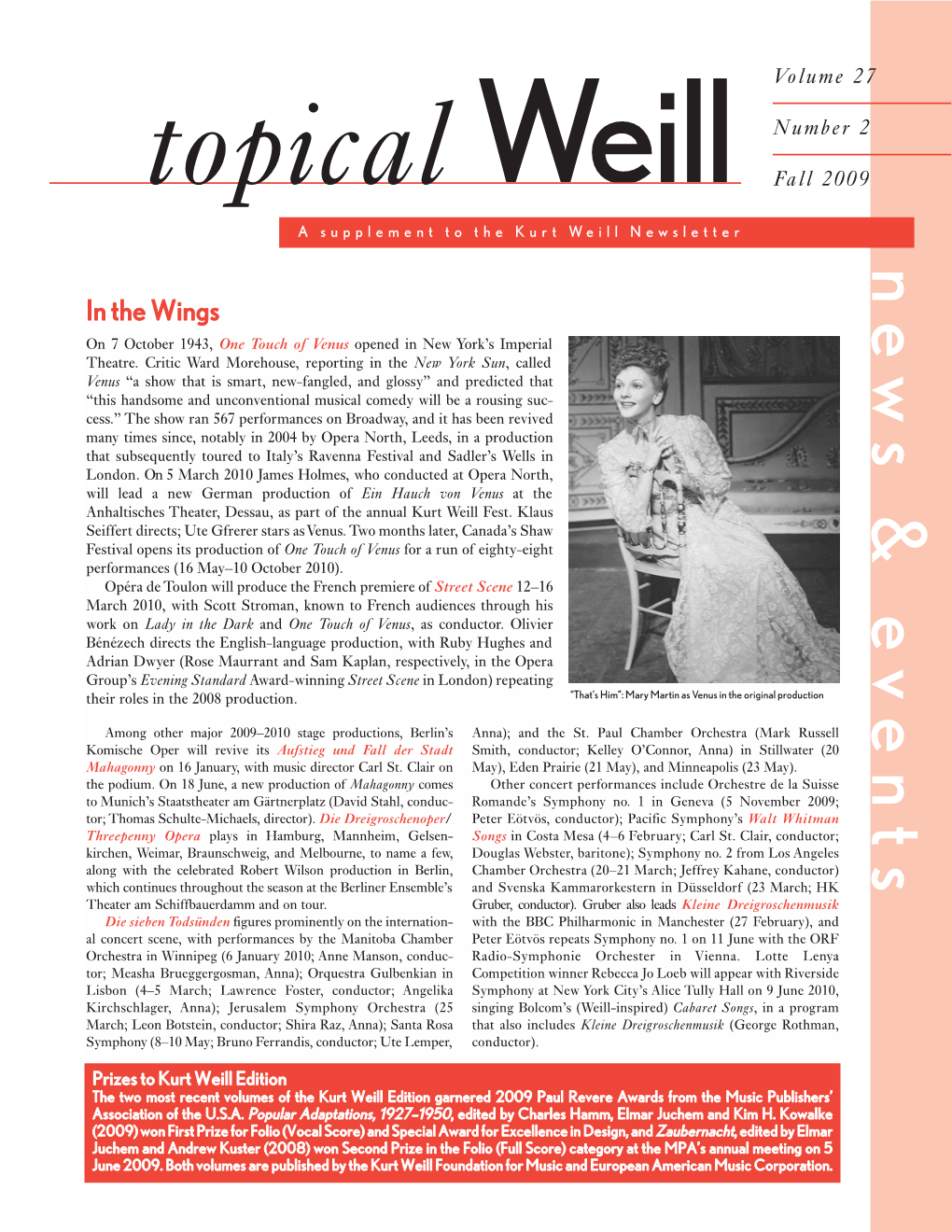 Topical Weill: News and Events