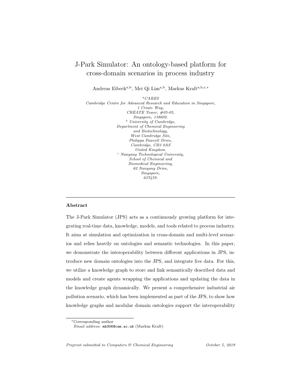 J-Park Simulator: an Ontology-Based Platform for Cross-Domain Scenarios in Process Industry