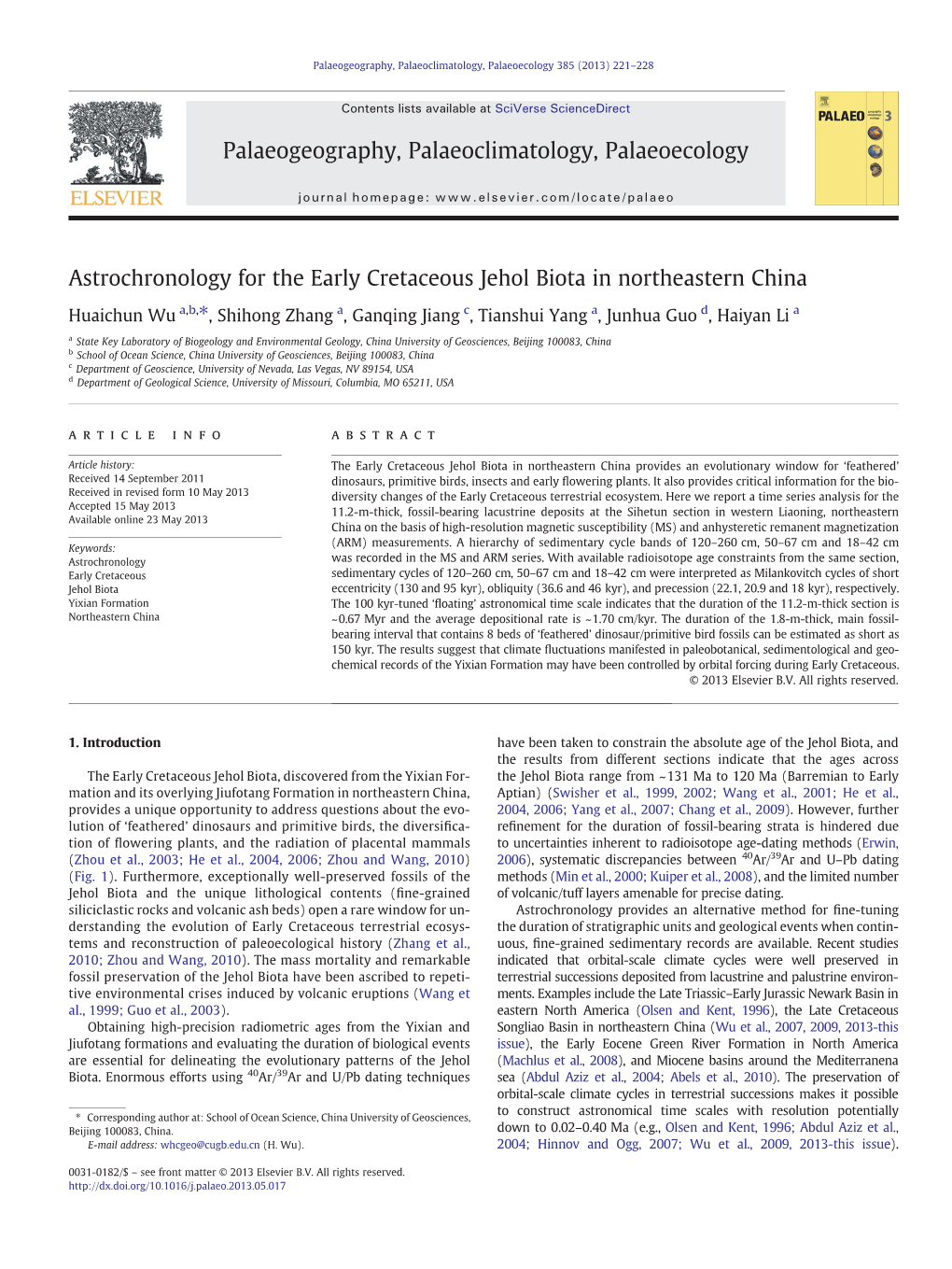 Astrochronology for the Early Cretaceous Jehol Biota in Northeastern China