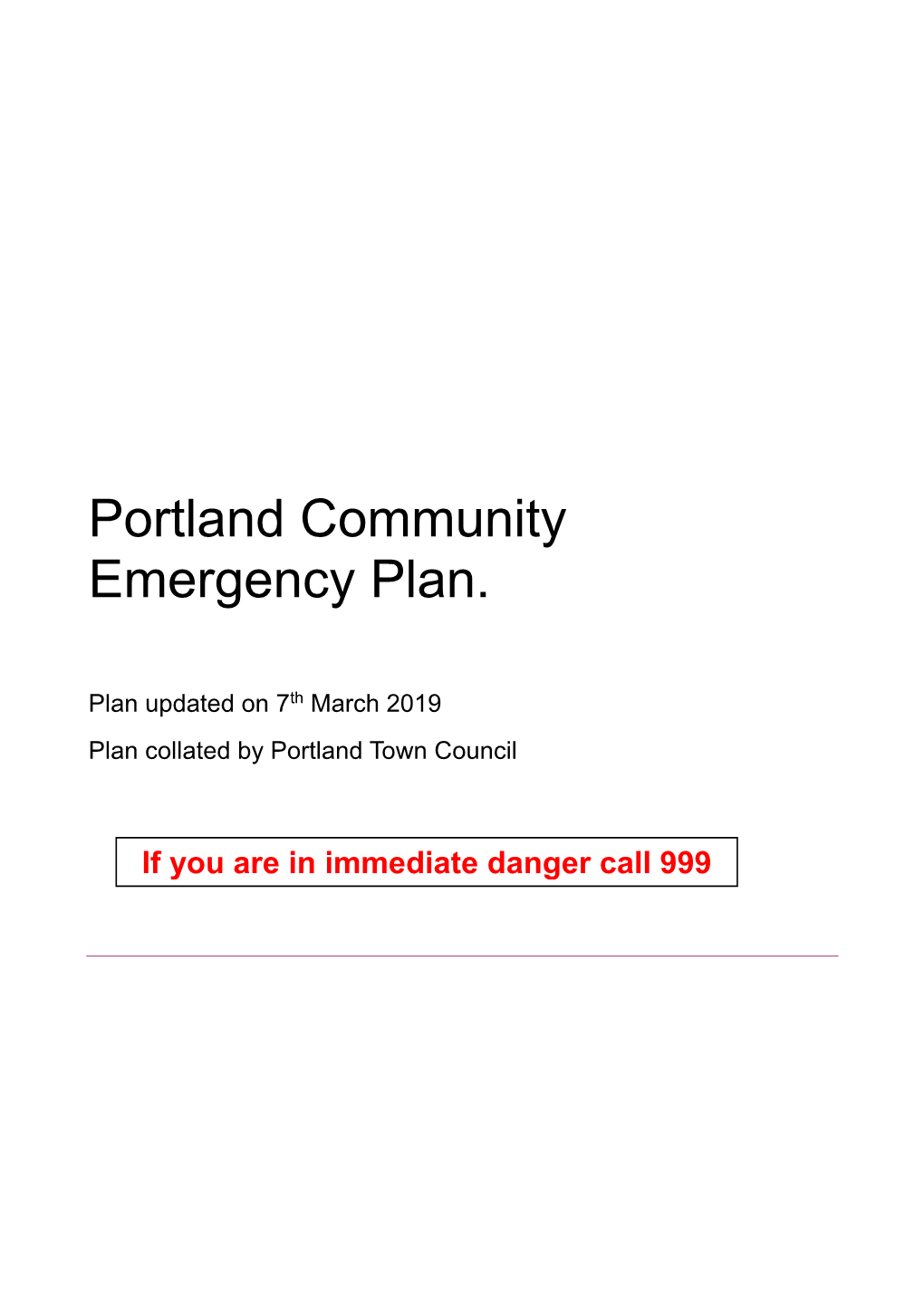 Portland Community Emergency Plan