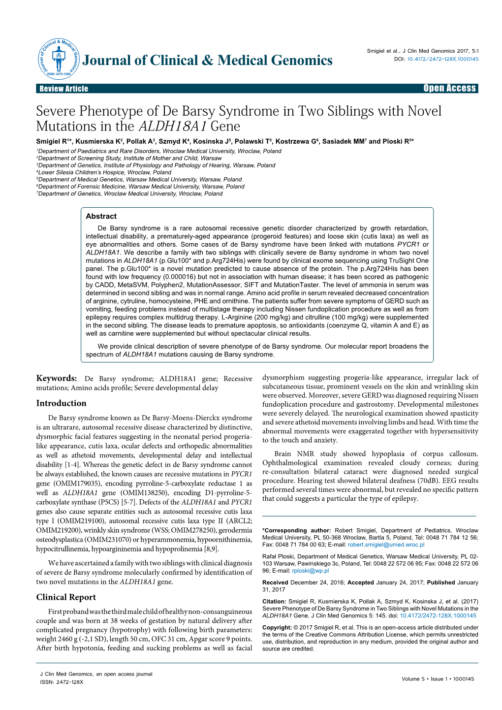 Severe Phenotype of De Barsy Syndrome in Two Siblings With