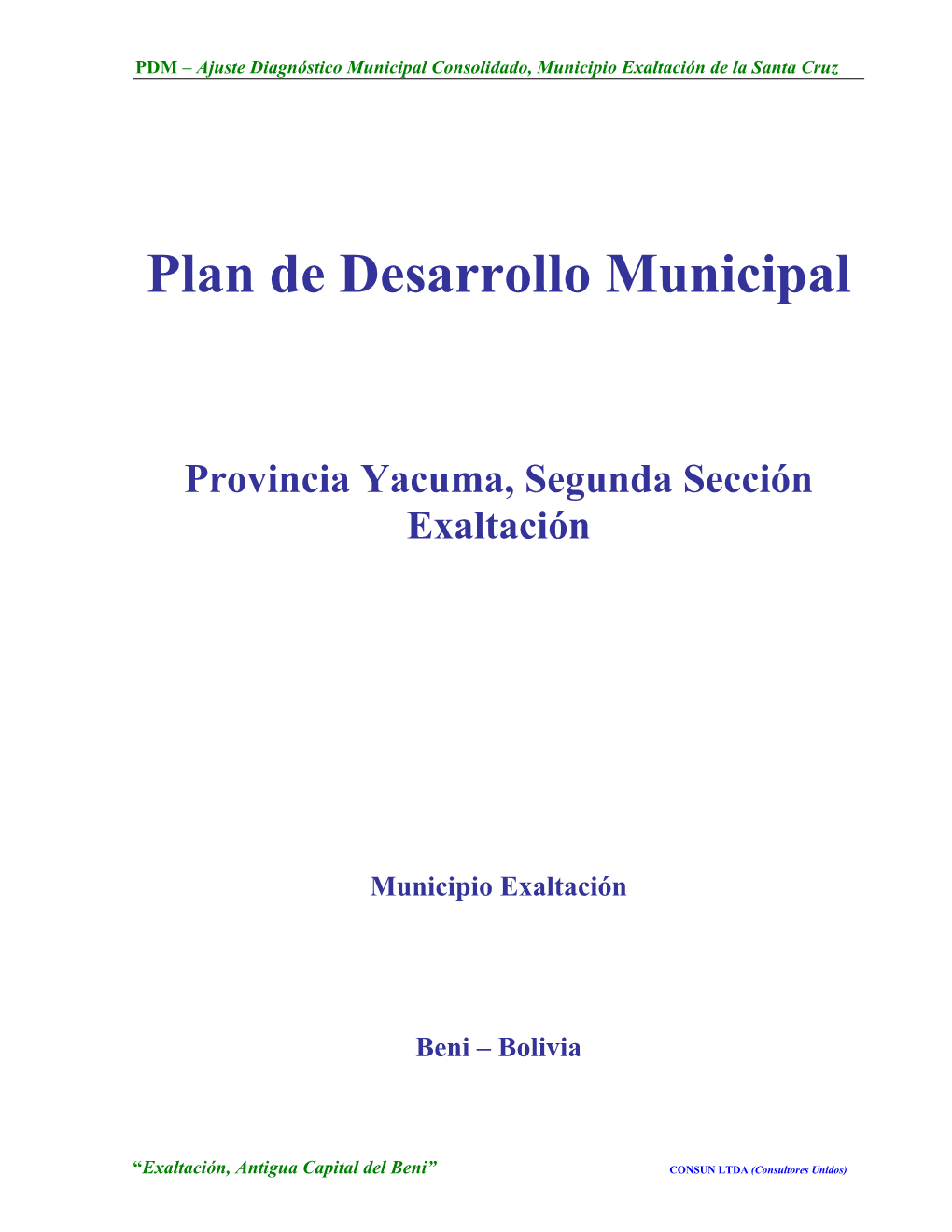 Plan De Desarrollo Municipal