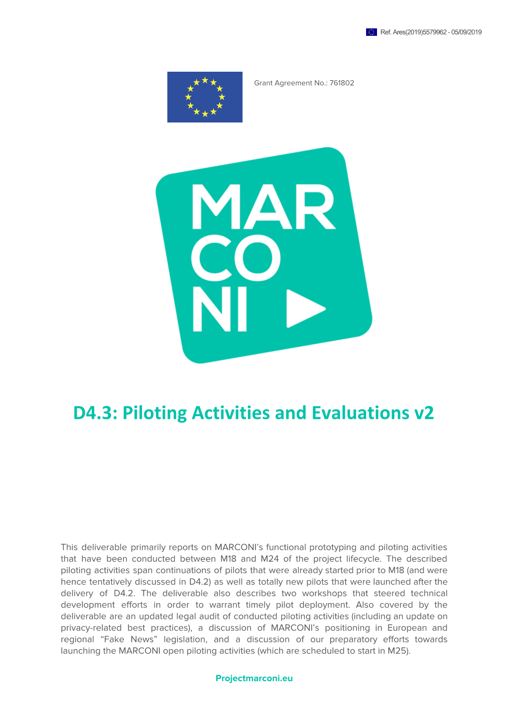Piloting Activities and Evaluations V2