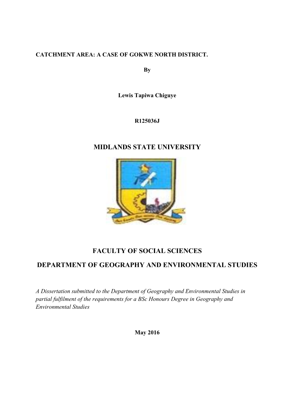 Midlands State University Faculty of Social Sciences
