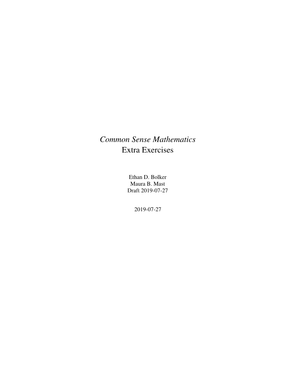 Common Sense Mathematics Extra Exercises