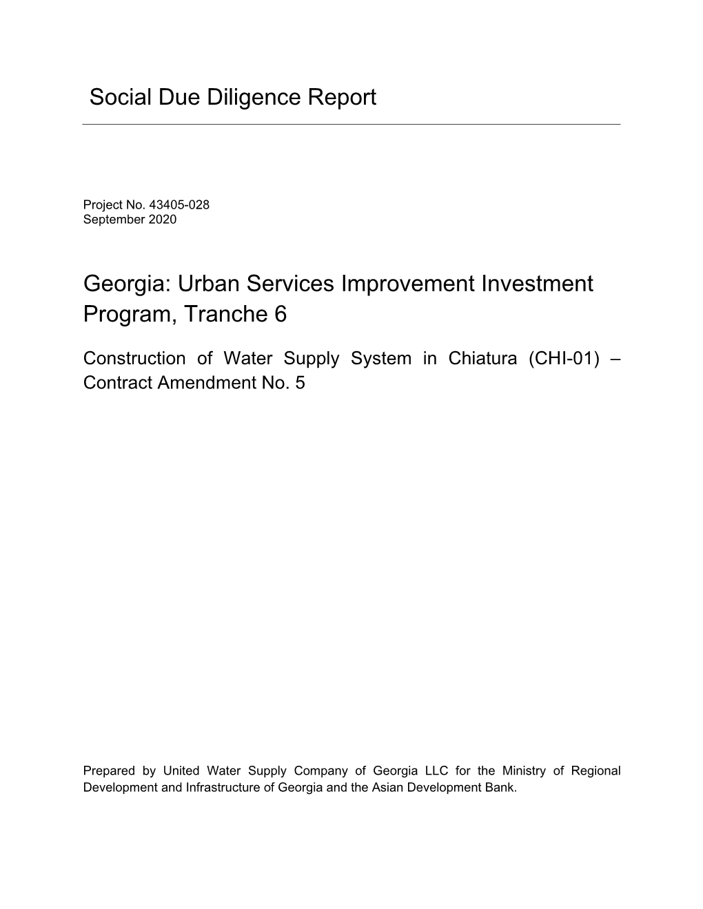 43405-028: Urban Services Improvement Investment Program