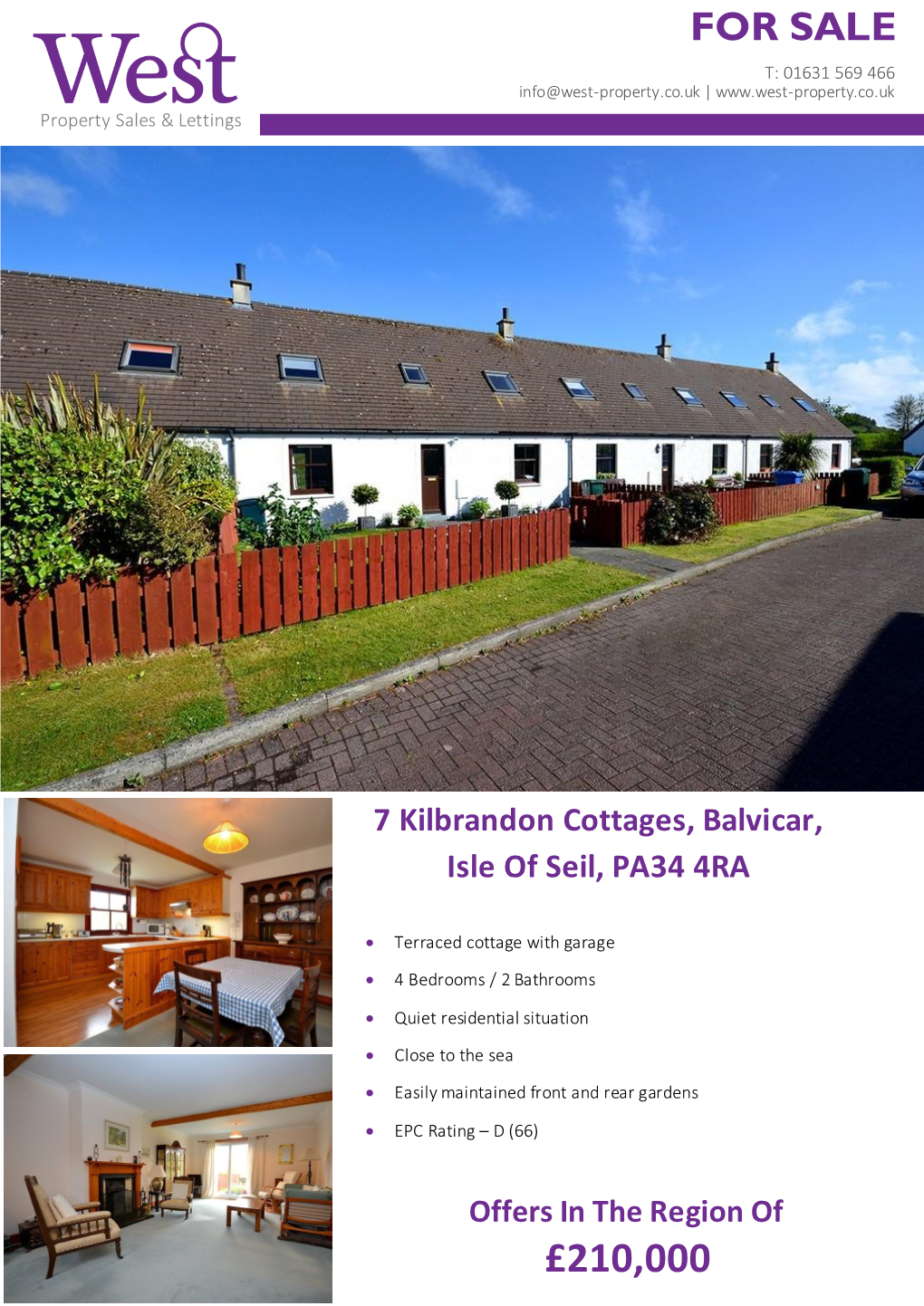 FOR SALE 7 Kilbrandon Cottages, Balvicar, Isle of Seil