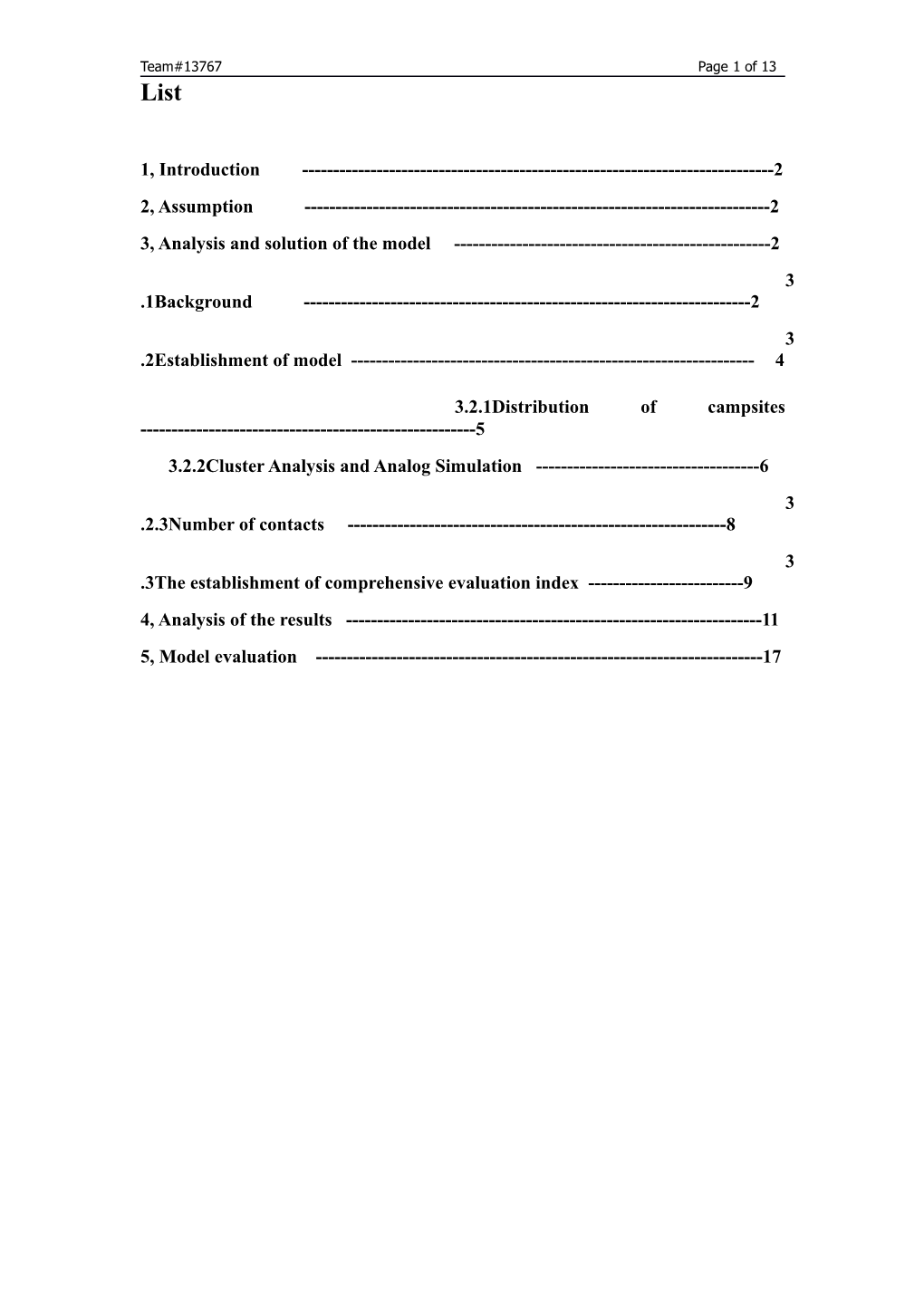 3, Analysis and Solution of the Model 2