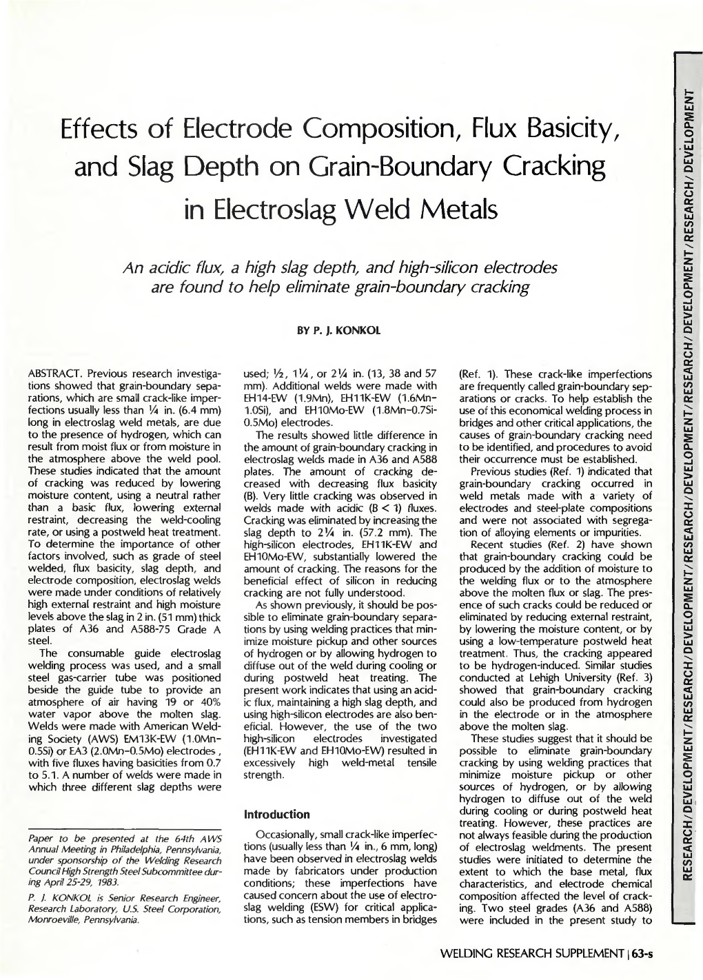 Effects of Electrode Composition, Flux Basicity, and Slag Depth on Grain-Boundary Cracking in Electroslag Weld Metals