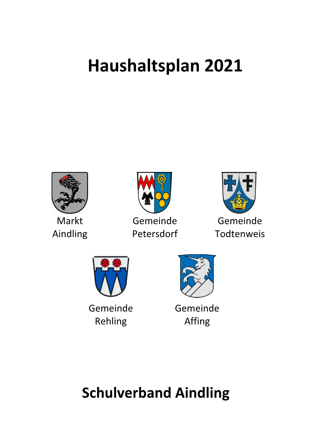 Haushaltsplan 2021 -Schulverband Aindling