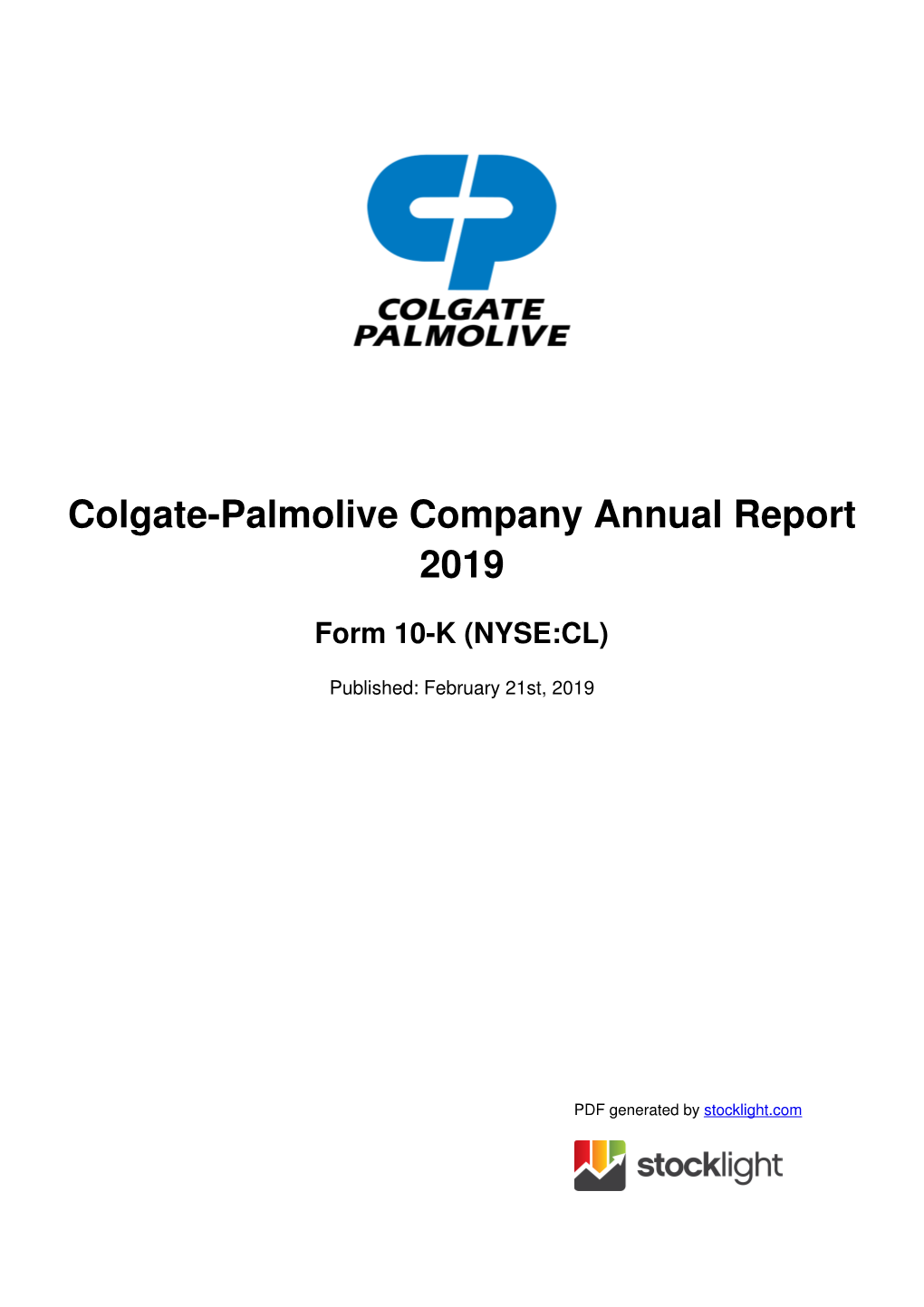 Colgate-Palmolive Company Annual Report 2019