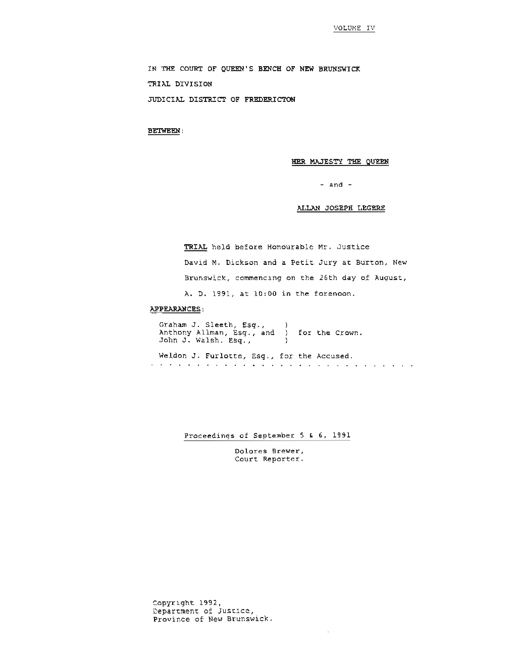 Trial, Vol. IV, September 5-6, 1991