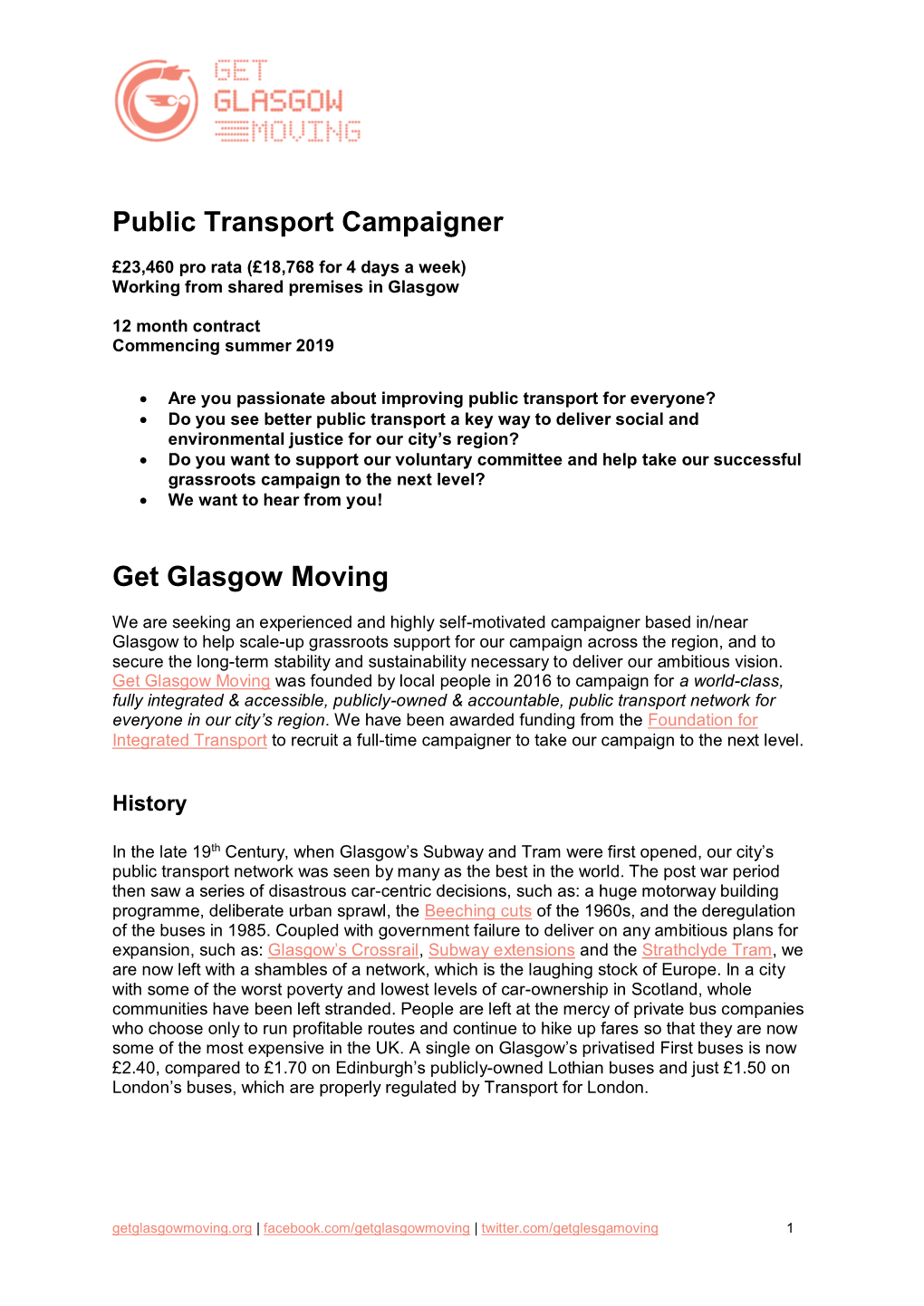 Public Transport Campaigner Get Glasgow Moving