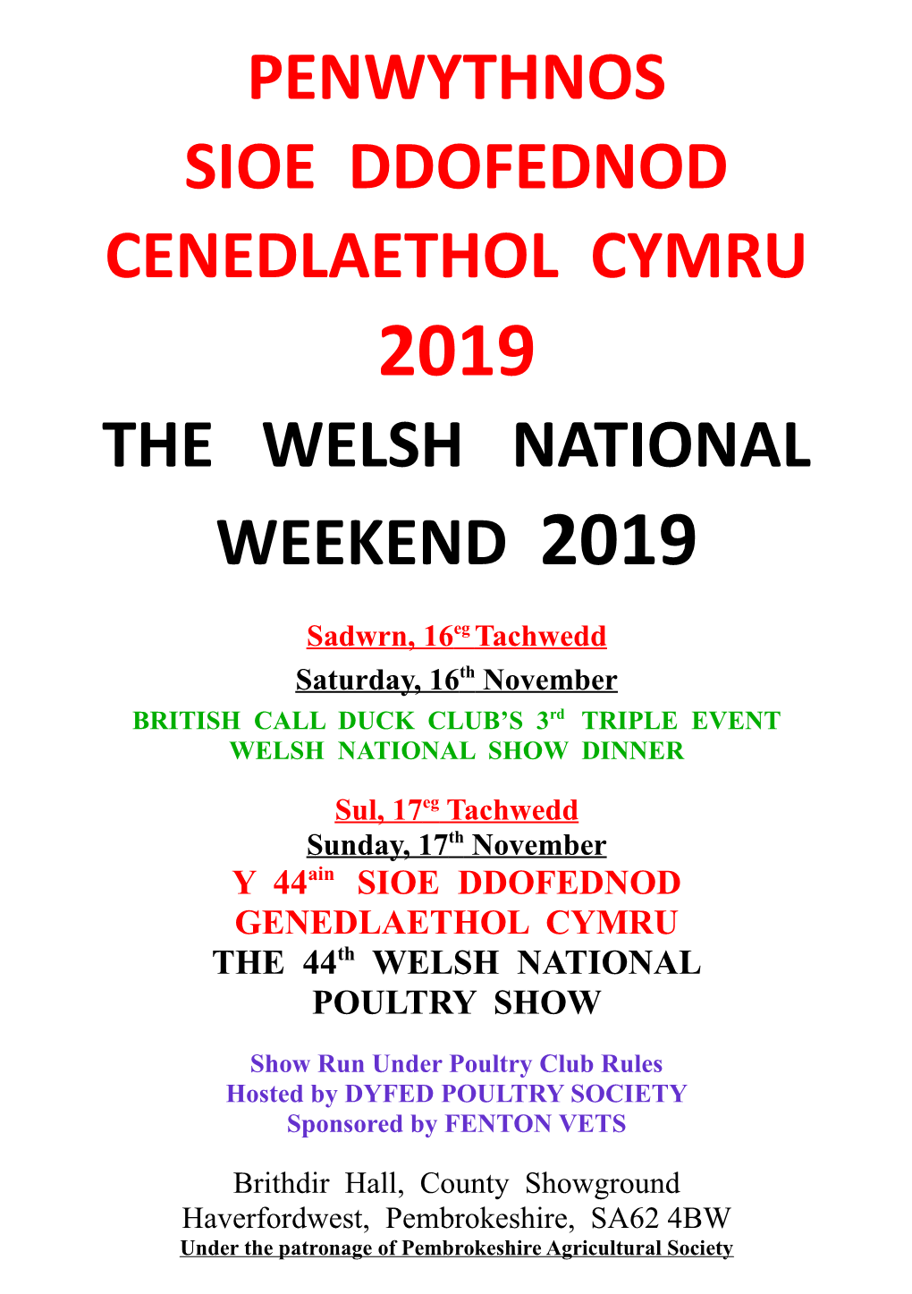 The Welsh National Weekend 2019