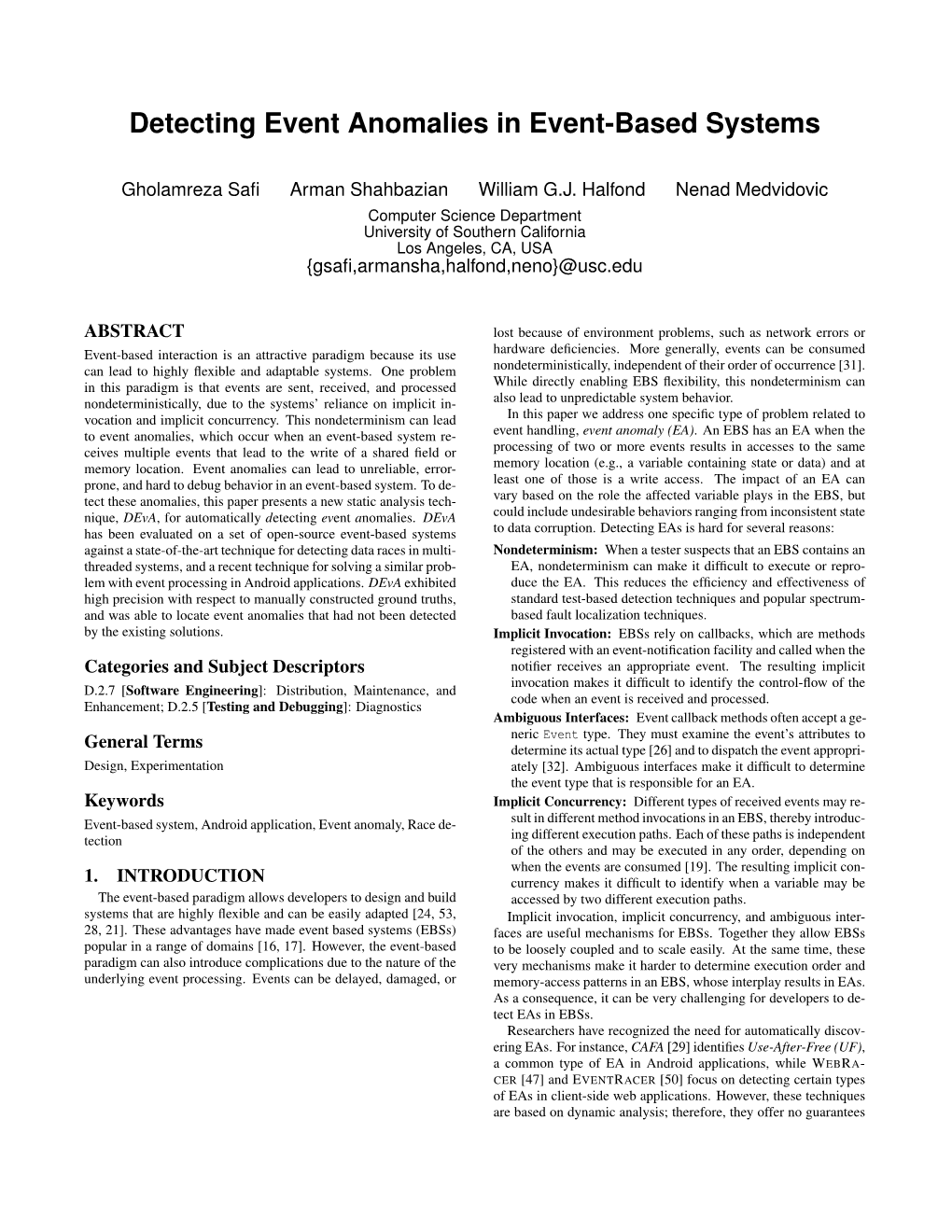 Detecting Event Anomalies in Event-Based Systems