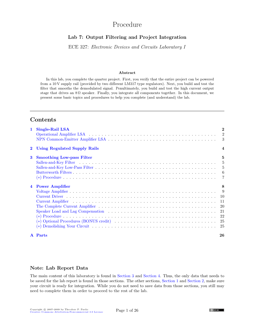 Output Filtering Laboratory Procedure