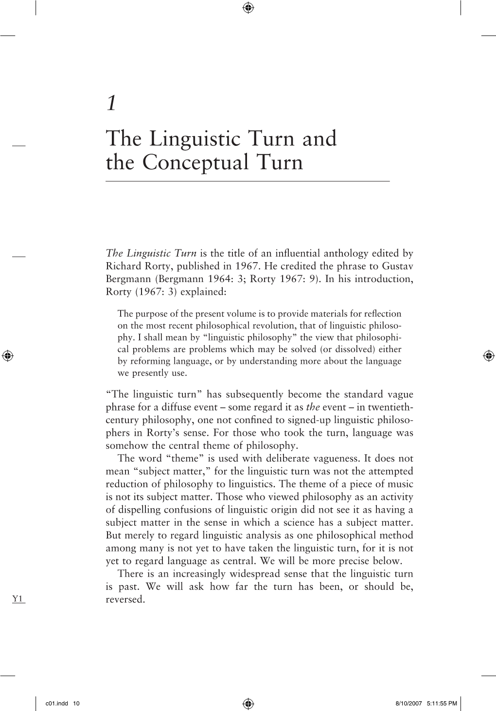 1 the Linguistic Turn and the Conceptual Turn