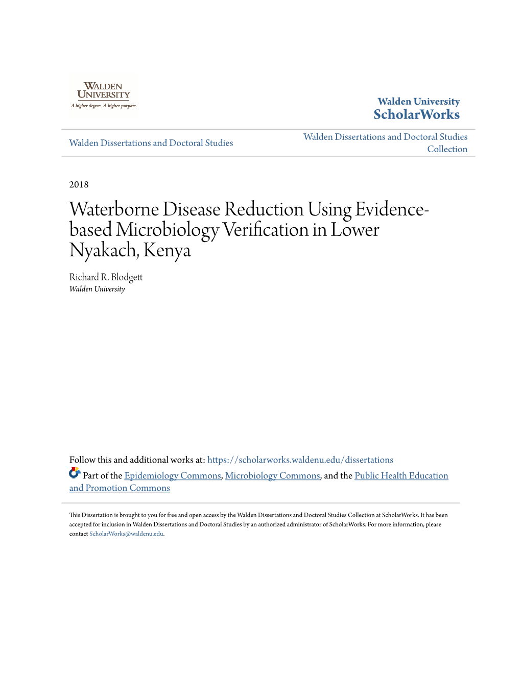 Waterborne Disease Reduction Using Evidence-Based Microbiology