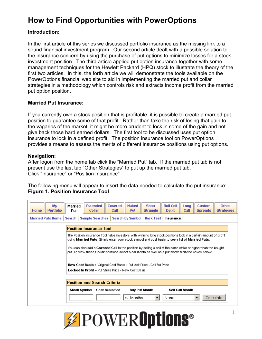 Find Married Puts/Collars with Poweroptions