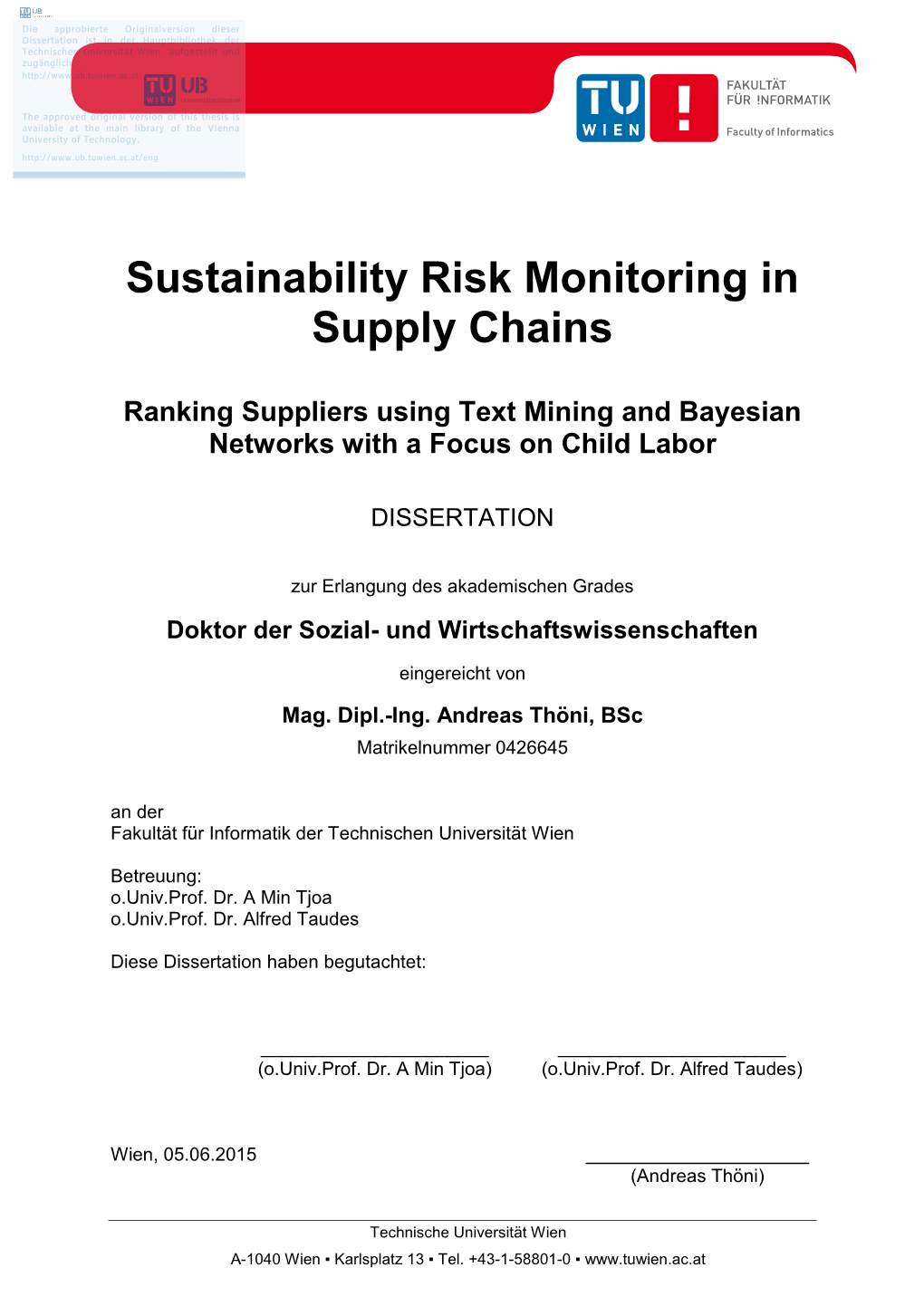 Sustainability Risk Monitoring in Supply Chains