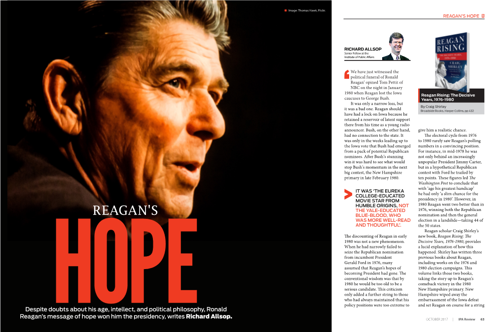 Despite Doubts About His Age, Intellect, and Political Philosophy, Ronald Reagan's Message of Hope Won Him the Presidency