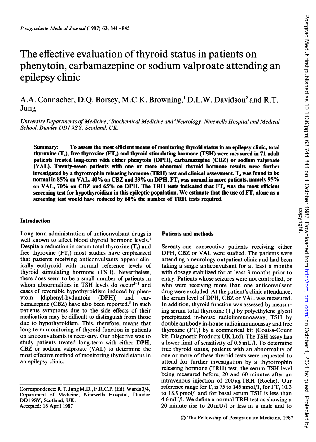 The Effective Evaluation of Thyroid Status in Patients on Phenytoin, Carbamazepine Or Sodium Valproate Attending an Epilepsy