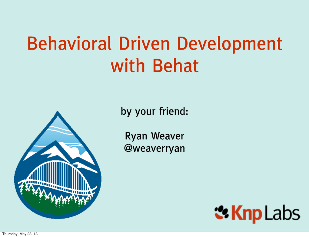 Behavioral Driven Development with Behat