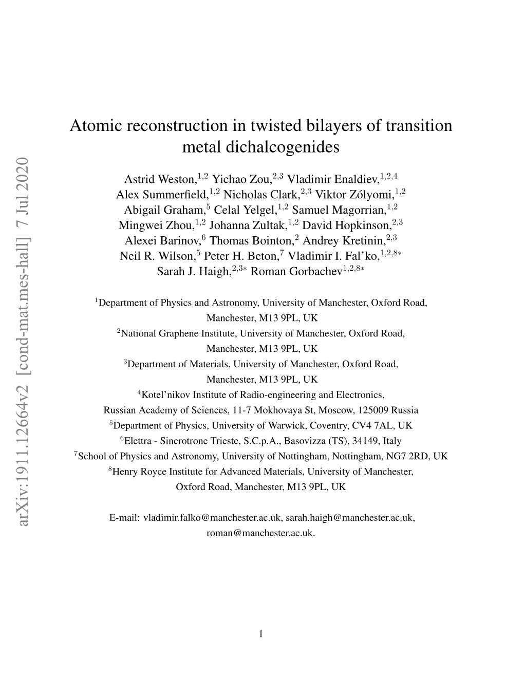 Atomic Reconstruction in Twisted Bilayers of Transition Metal Dichalcogenides