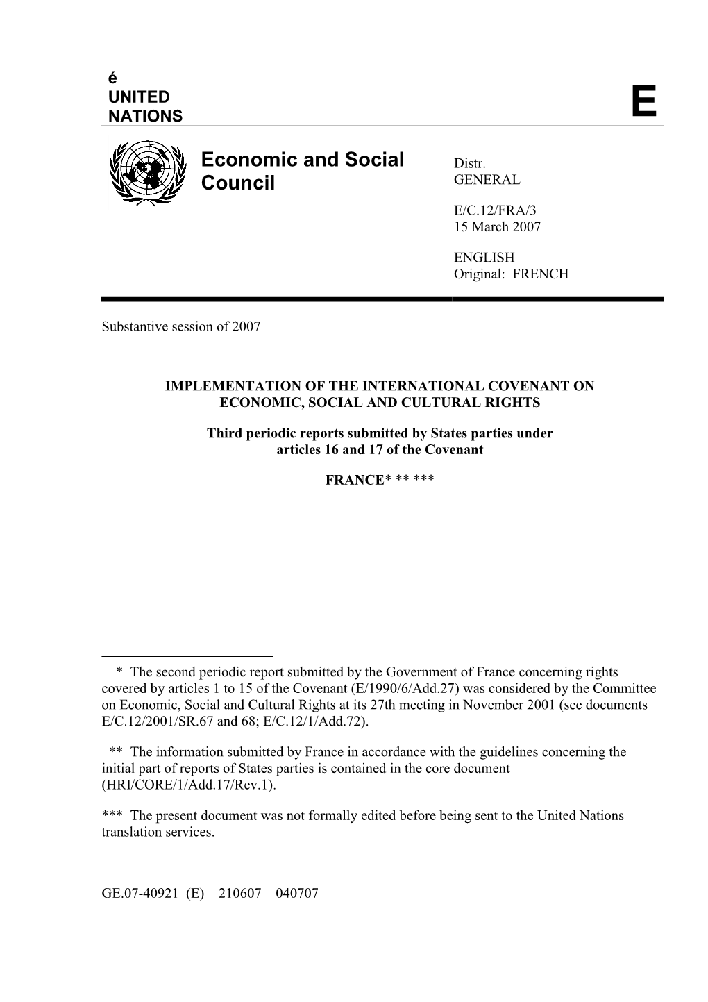 Economic and Social Council (CES), Which Is Currently Examining This Report, Is Expected to Issue an Opinion by the End of 2006