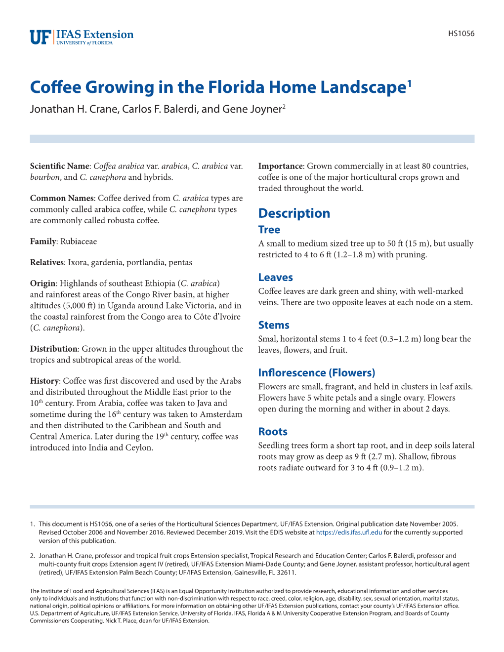 Coffee Growing in the Florida Home Landscape1 Jonathan H