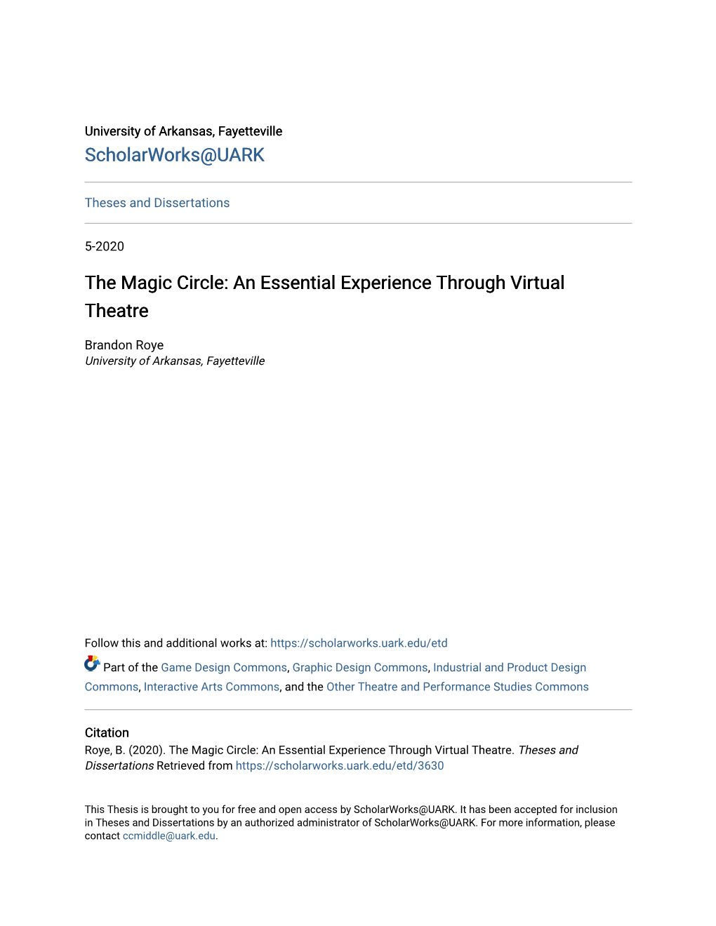 The Magic Circle: an Essential Experience Through Virtual Theatre